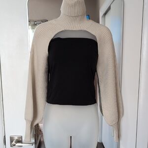 Zara Ivory Ribbed Knit Top